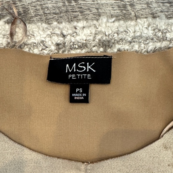 MSK petite  Beige 3/4 length Sleeve Dress with Studded Accents - Picture 2 of 5